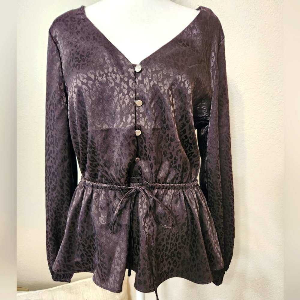 Ann Klein Black Ruffle Blouse